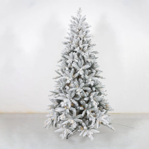 Snow Flocked Blizzard Prelit Full PE 210cm Christmas Tree for European and American Market