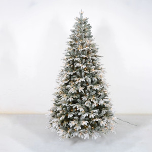 Flocked Fresh Frost Prelit Full PE 210cm Christmas Tree for European and American Market