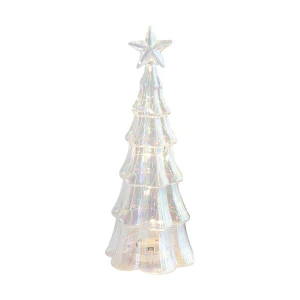 Raz Set of 3 Lighted Iridescent Glass Tree Christmas Decoration