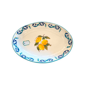 Oval Yellow Lemon Serving Dish With Blue Rim – Papart Seramik (Turkey)