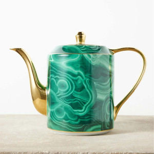 Malachite Teapot with 24k Gold Handle – L’Objet (US)