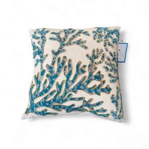 Cushion Beaded Blue Coral 40x40cm – Coastal Treasures