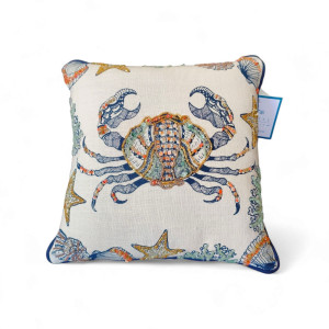 Cushion with Beaded Crab – Coastal Treasure