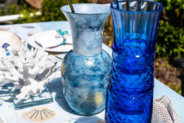 Ocean Blue Murano Glass Vase (Italy)