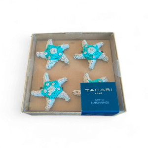 Set of 4 Beaded Starfish Napkin Ring – Tahari Home
