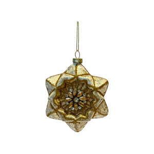 Star-Shaped Glass Ornament with Rhinestones