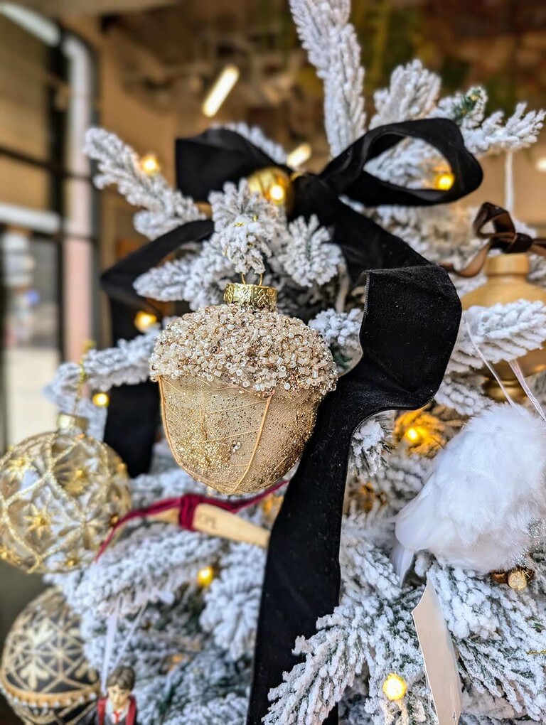 Golden Acorn with Beads Ornament