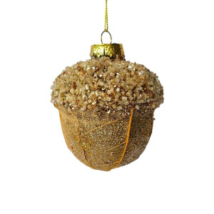 Golden Acorn with Beads Ornament