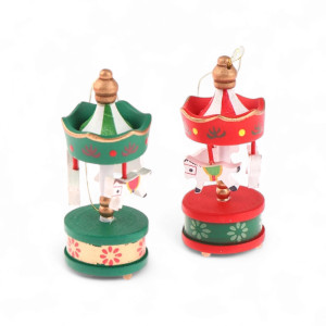 Set of 6 Mini Wooden Carousel