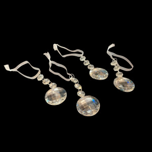 Set of 4 Clear Crystal Dewdrop Ornaments