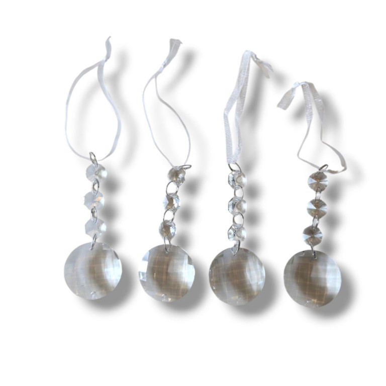 Set of 4 Clear Crystal Dewdrop Ornaments