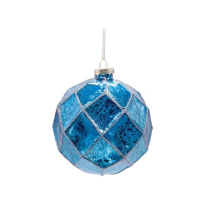 Set of 6 Blue Mirrored Glass Balls