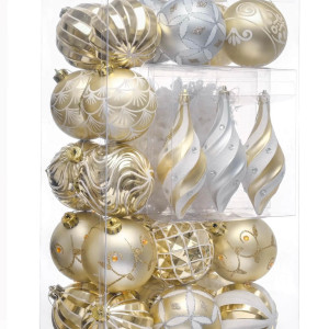 Set of 40 Shatterproof Gold & White Baubles – Valery Madelyn