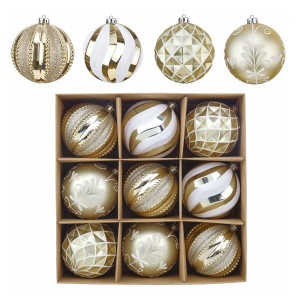 Set of 9 Shatterproof Gold & White Baubles – Valery Madelyn