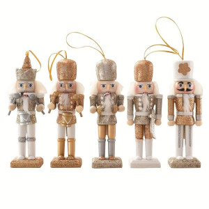 Set of 5 Gold Nutcracker with White Hair