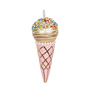 Pink Glass Ice Cream Cone Ornament