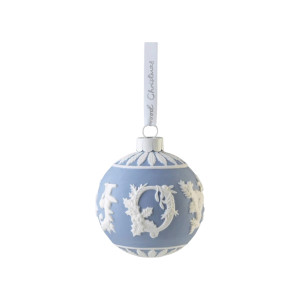 Wedgwood Blue Jasperware Porcelain Joy Christmas Bauble