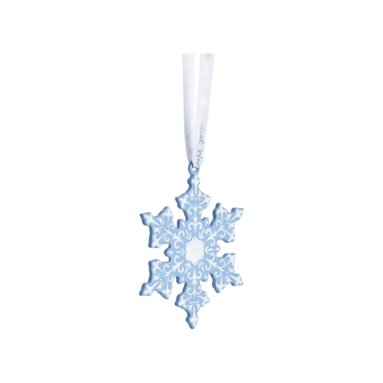 Wedgwood Blue Jasperware Porcelain Snowflake Christmas Ornament