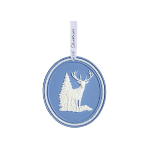 Wedgwood Blue White Jasperware Porcelain Reindeer Christmas Ornament