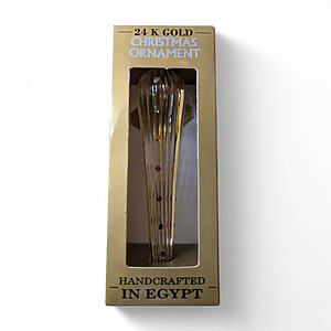 Premium Glass Ornament with 24K Gold Engraved Icicle Pattern – Handcrafted in Egypt