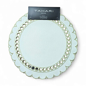 Set of 4 Cotton Placemats with Gold Thread Embroidery – Tahari Home Brand