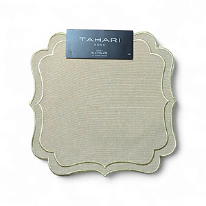 Set of 4 Gold-Trimmed Embroidered Placemats – Tahari Home Brand