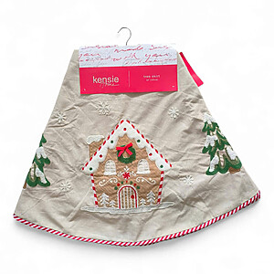 Embroidered Gingerbread House Christmass Tree Skirt 137cm – Kensie Home