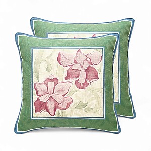 Linen Cushion Cover with Pink Lys 45 x 45cm