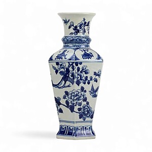 Blue White Chinoiserie Hand-painted Vase 42cm